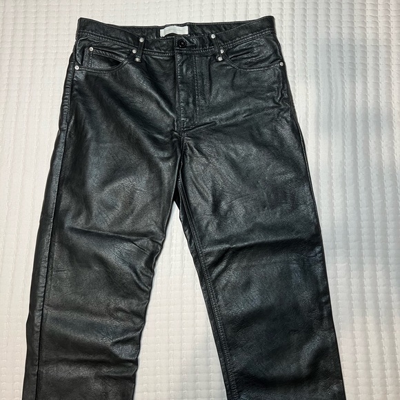 MEN’S BLACK FAUX LEATHER PANTS, 32/32 - Picture 9 of 12